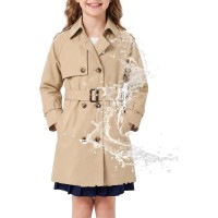 Azshonow Girls Waterproof Trench Coat Double Breasted Rain Jacket 6-14 Year 6-14 Year khaki